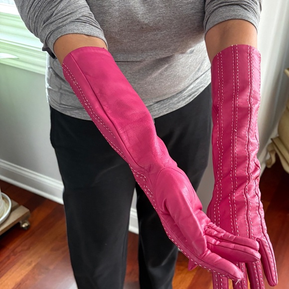 Rare Vintage Anne Klein Pink Elbow Length Gloves - Picture 9 of 10
